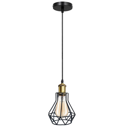 Vintage Industrial Black Cage Pendant Lights – 1/3/5 Way Ceiling Lamp