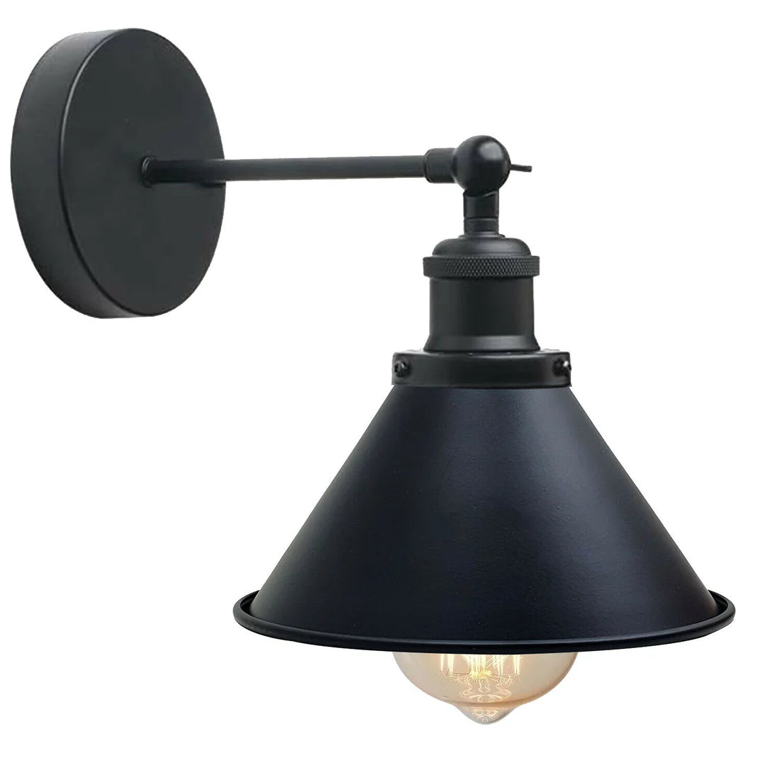 Adjustable Wall Light  Black Cone Shade & E27 Lamp Holder