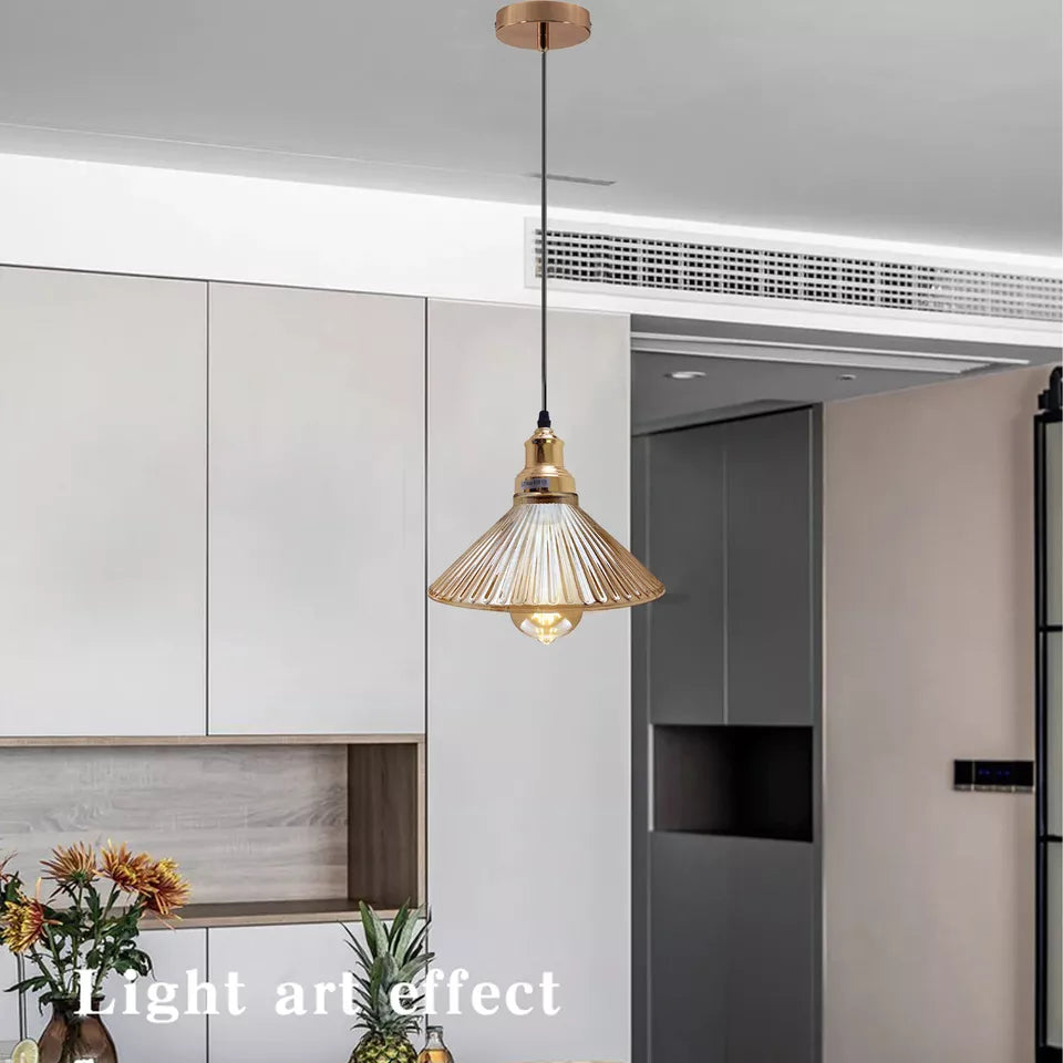 Industrial Amber  E27  Glass Pendant Light Adjustable Lamp Fixture