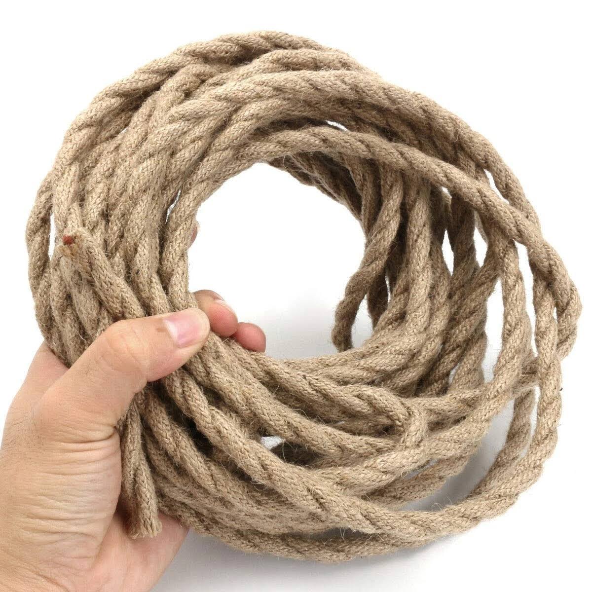 2 Core Twisted Hemp Rope Cable - 10m Vintage Style DIY Lighting Flex Wire
