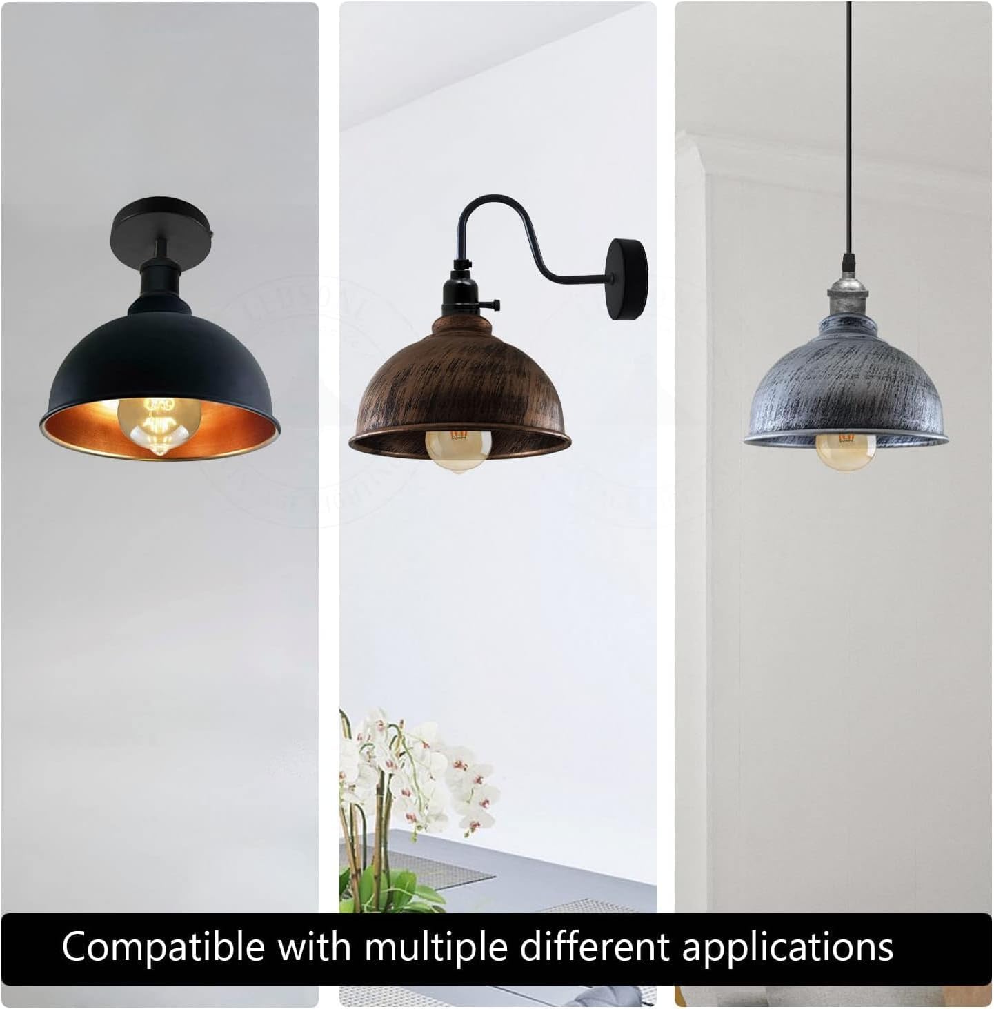 Easy Fit 21cm Curvy Metal Pendant Light Shade – Ceiling or Wall Lamp