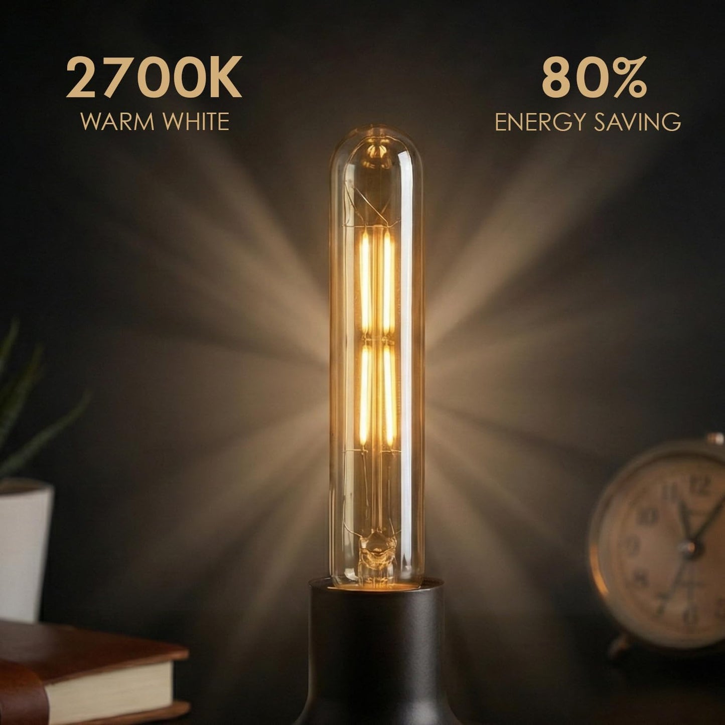 LED T185 4W E27 Tubular Filament Warm White Dimmable Bulbs