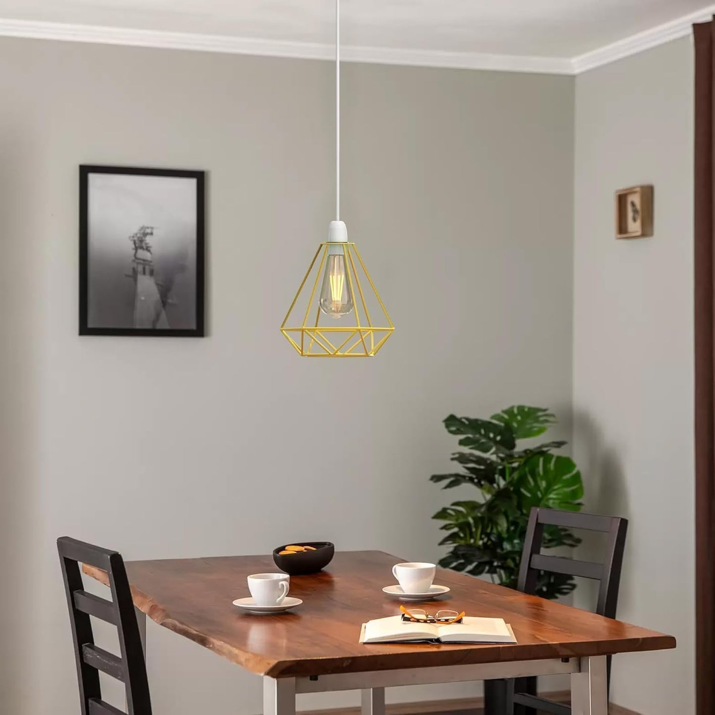 Yellow Geometric Cage Pendant Light Shade