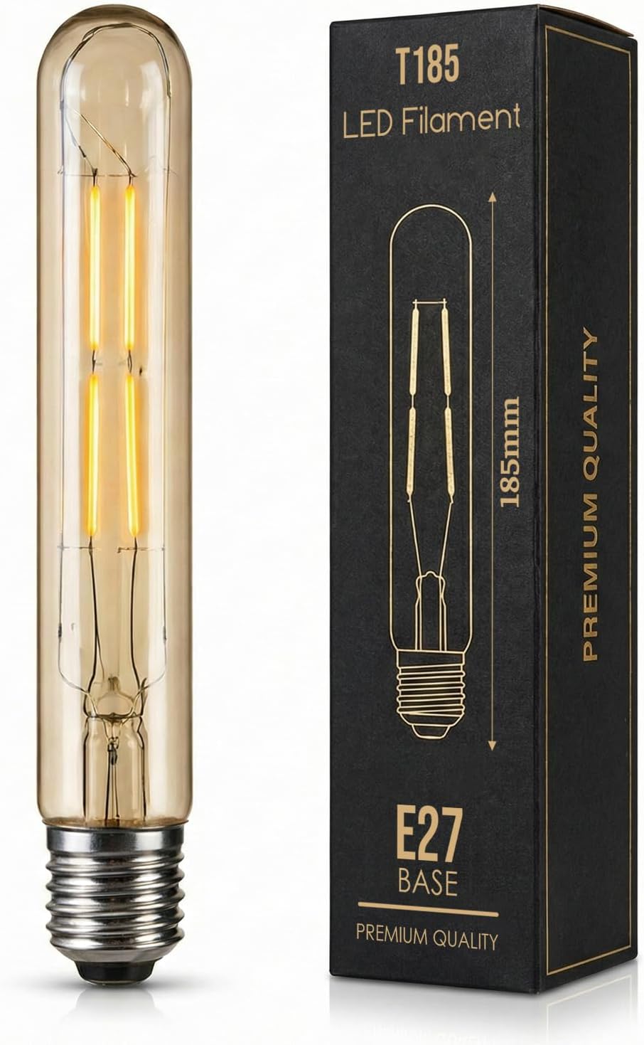 LED T185 4W E27 Tubular Filament Warm White Dimmable Bulbs