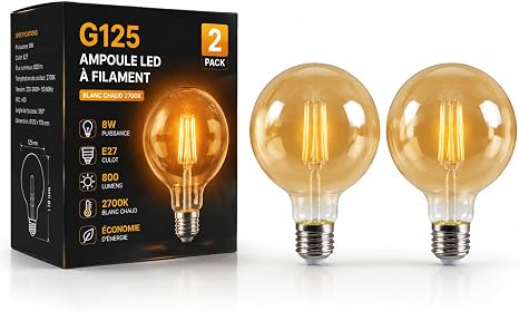 G125 E27 8W Vintage LED Globe Bulb – Dimmable Retro
