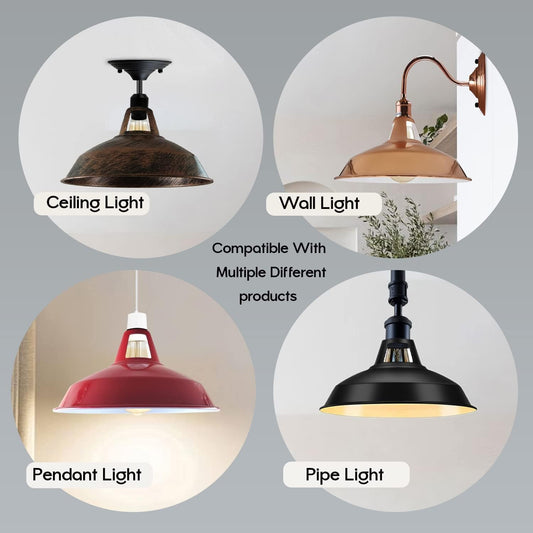 Retro Barn Light Shades: Vintage Top Hole, Easy-Fit Pendant Lampshades