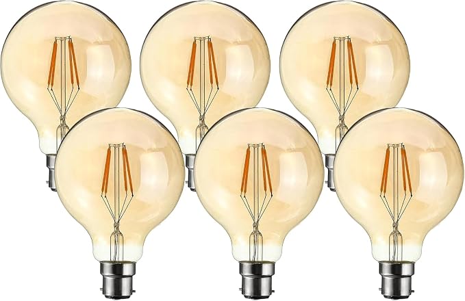 Vintage Bayonet Edison Bulb – G80 B22 4W Amber Globe Dimmable
