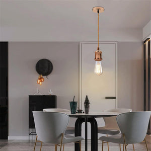 E27 Pendant Light Fitting with Ceiling Rose and Fabric Cord