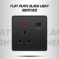 Screwless Black Switch & Socket, Textured Flat Plate, USB Option