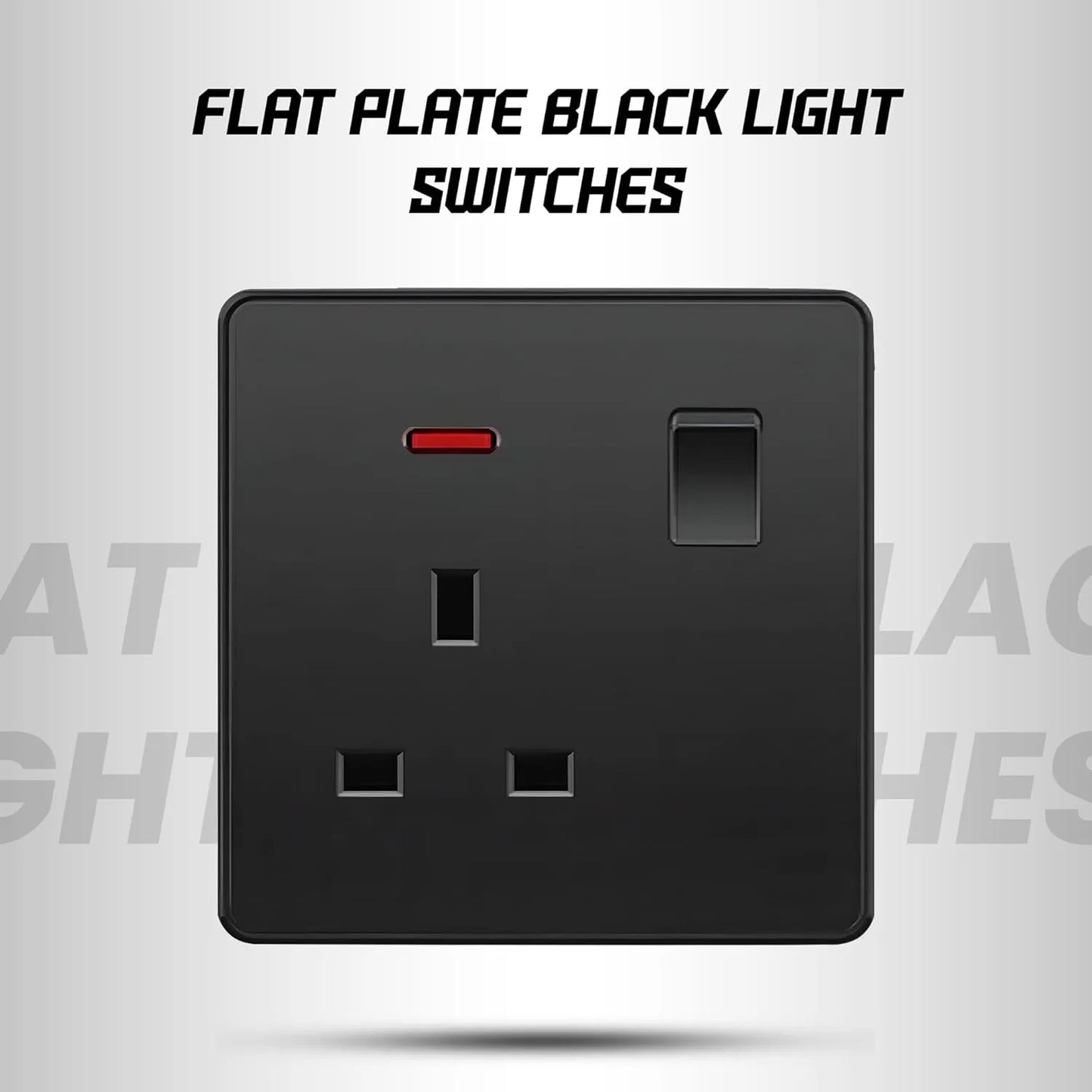 Screwless Black Switch & Socket, Textured Flat Plate, USB Option