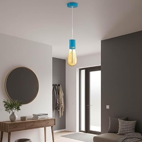 E27 Ceiling Light Fitting Industrial Multi color Pendant Lamp Bulb Holder