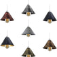 Set of pendant lights with different colored shades on a white background