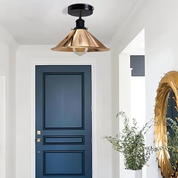 Electro Plating Vintage 22 x 10cm Cone Light Shades Metal Easy Fit Ceiling Pendant Hanging Wall Lampshade