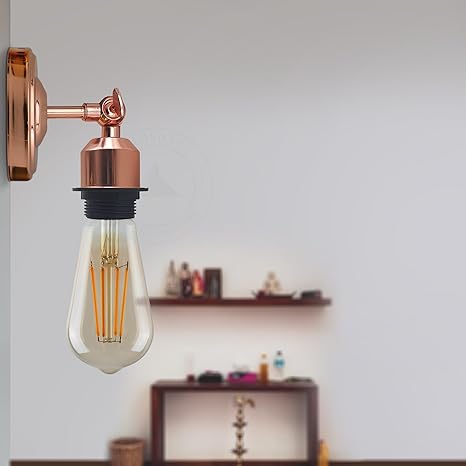 Wall Sconce E27 Metal Short Arm 180° Adjustable Holder Wall Lamp