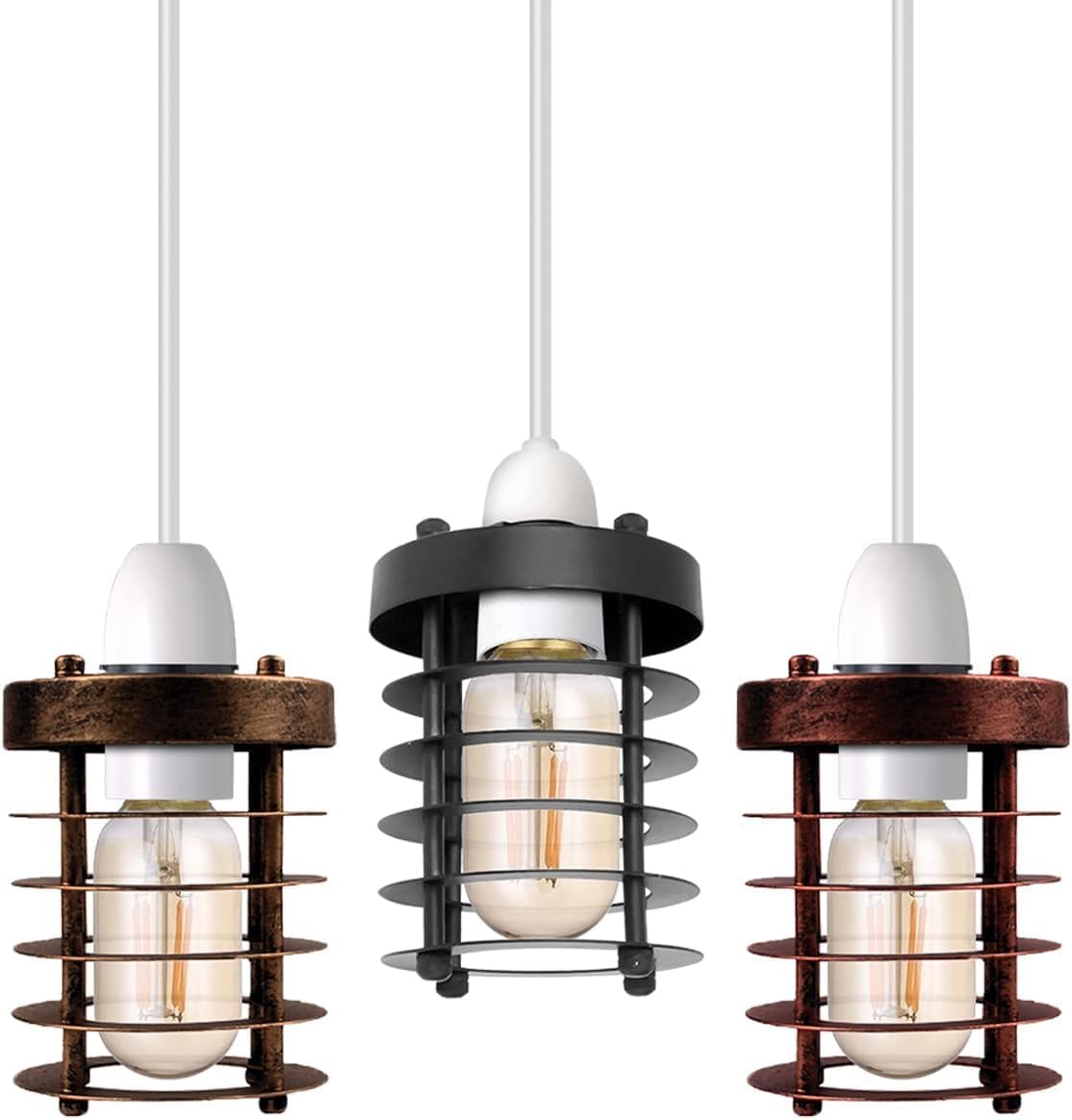 Industrial Wire Cage Pendant Lampshade | Vintage E27 UK