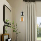 1m Shiny Black Pendant Holder | E27 Hanging Light Fitting ~1697