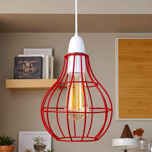 Brushed Metal Lamp Shade with Bulb Guard | Vintage Wire Cage
