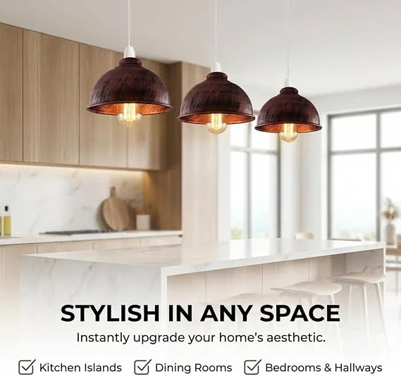 21cm Metal Easy Fit Pendant Lampshade – Curvy Vintage Shade
