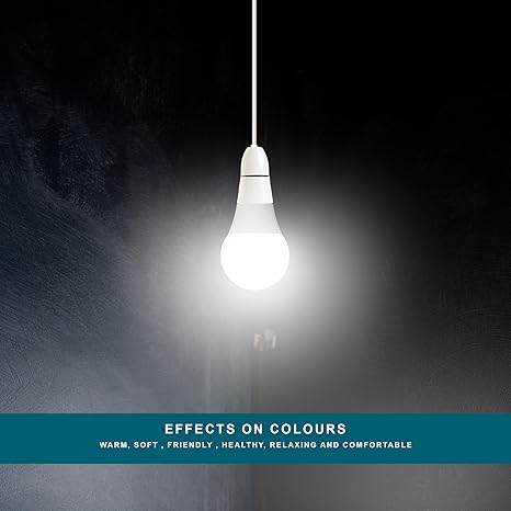 Light bulb casting a glow on a dark background with text about color effects.