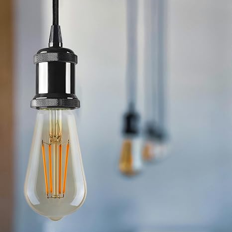 1m Shiny Black Pendant Holder | E27 Hanging Light Fitting ~1697