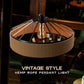 Rattan-Style Boho Hemp Lampshade – Natural E27 Pendant Shade