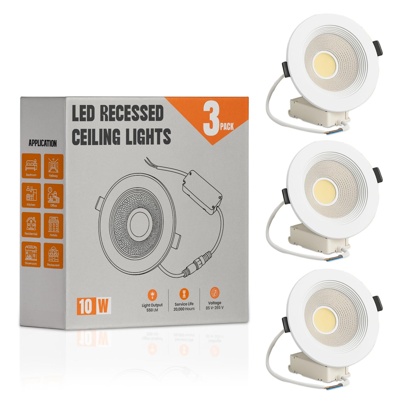 10W LED Recessed Ceiling Downlights Cool White