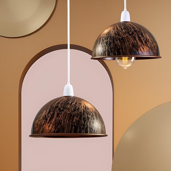 Retro Dome Metal Ceiling Pendant Lampshade, 210mm, Easy Fit