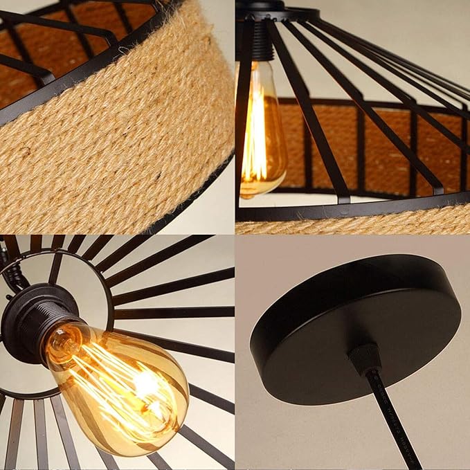 Retro Hemp rope Ceiling Pendant Light