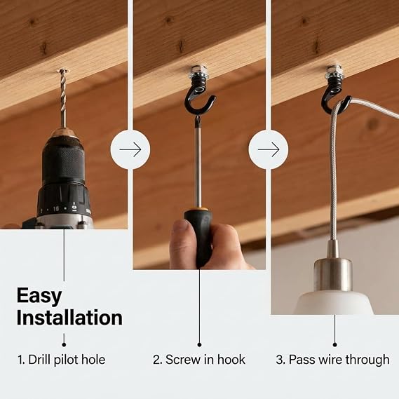 Ceiling Hook for Pendant Lights & Chandeliers | Hanging Light Holder