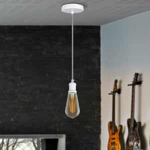 1m White Pendant Light Holder | E27 Vintage Bulb Holder & Ceiling Rose Kit ~1695