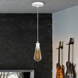 1m White Pendant Light Holder | E27 Vintage Bulb Holder & Ceiling Rose Kit ~1695