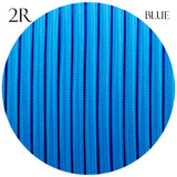 2 Core Round Vintage Italian Braided Fabric Blue Cable Flex 0.75mm UK
