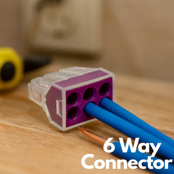 6 Way Connector Wire Pole Push Reusable Terminal Block Electric Cable