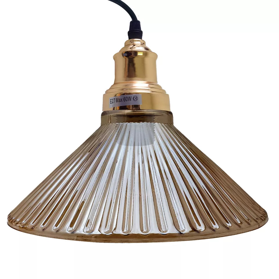 Industrial Amber  E27  Glass Pendant Light Adjustable Lamp Fixture