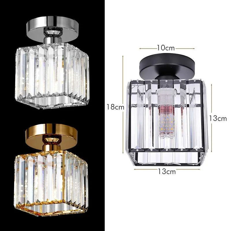 Crystal Semi Flush Mount Ceiling Light for Kitchen & Living Room