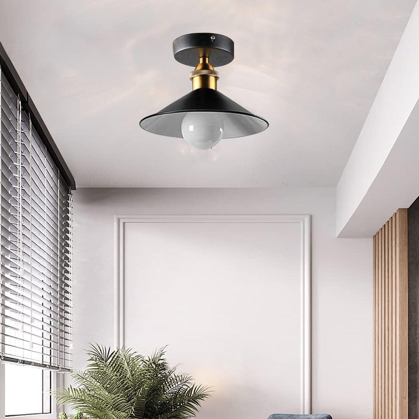 Modern Black Semi Flush Mount Ceiling Light - E27 Base Chandelier for Farmhouse & Modern Spaces