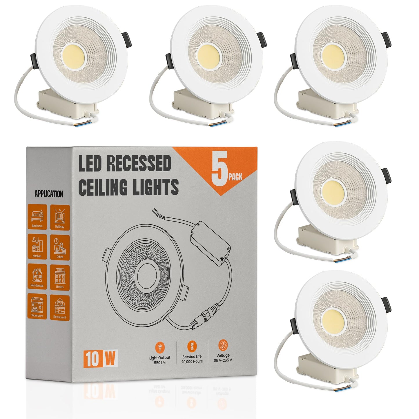 10W LED Recessed Ceiling Downlights Cool White