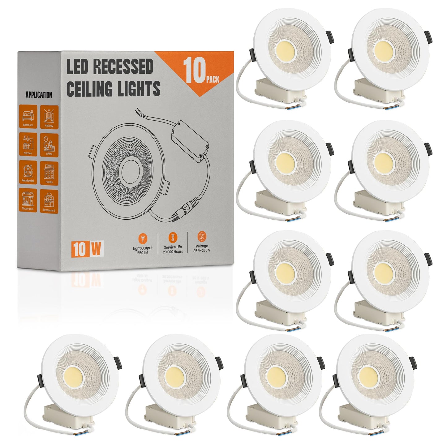 10W LED Recessed Ceiling Downlights Cool White