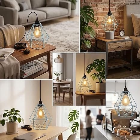 Dimmer Switch 4m Rubber Cable Lamp Light Set With Shades