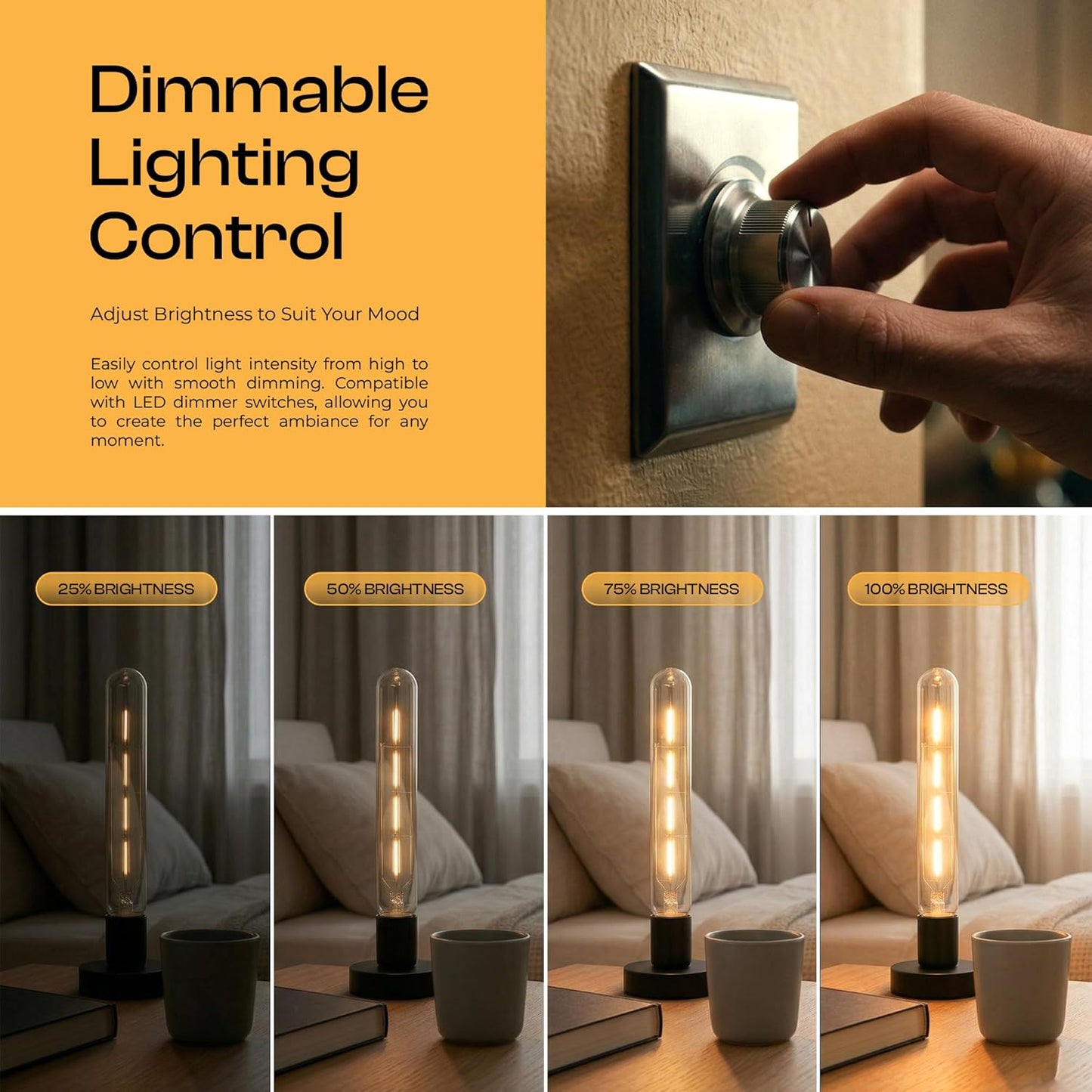 4W T185 B22 LED Non-Dimmable Vintage Filament Light Bulb