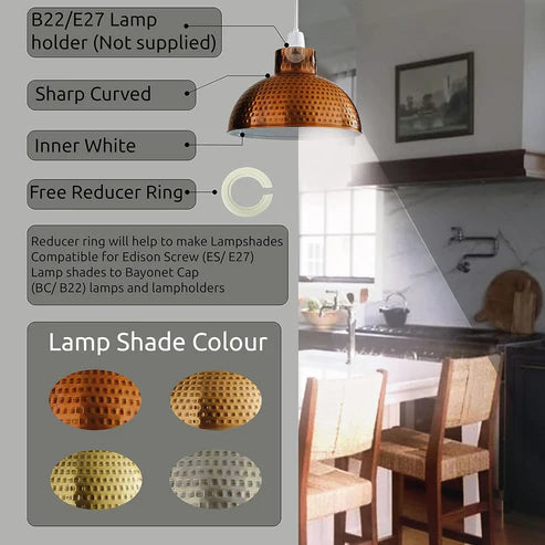 260mm Dome Retro Light Shade Easy Fit Pendant Lampshade