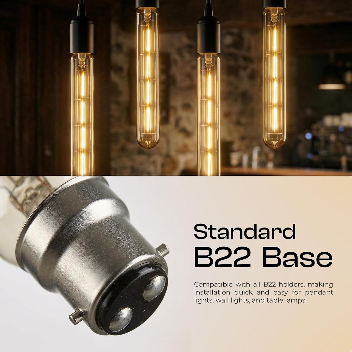 4W T185 B22 LED Non-Dimmable Vintage Filament Light Bulb