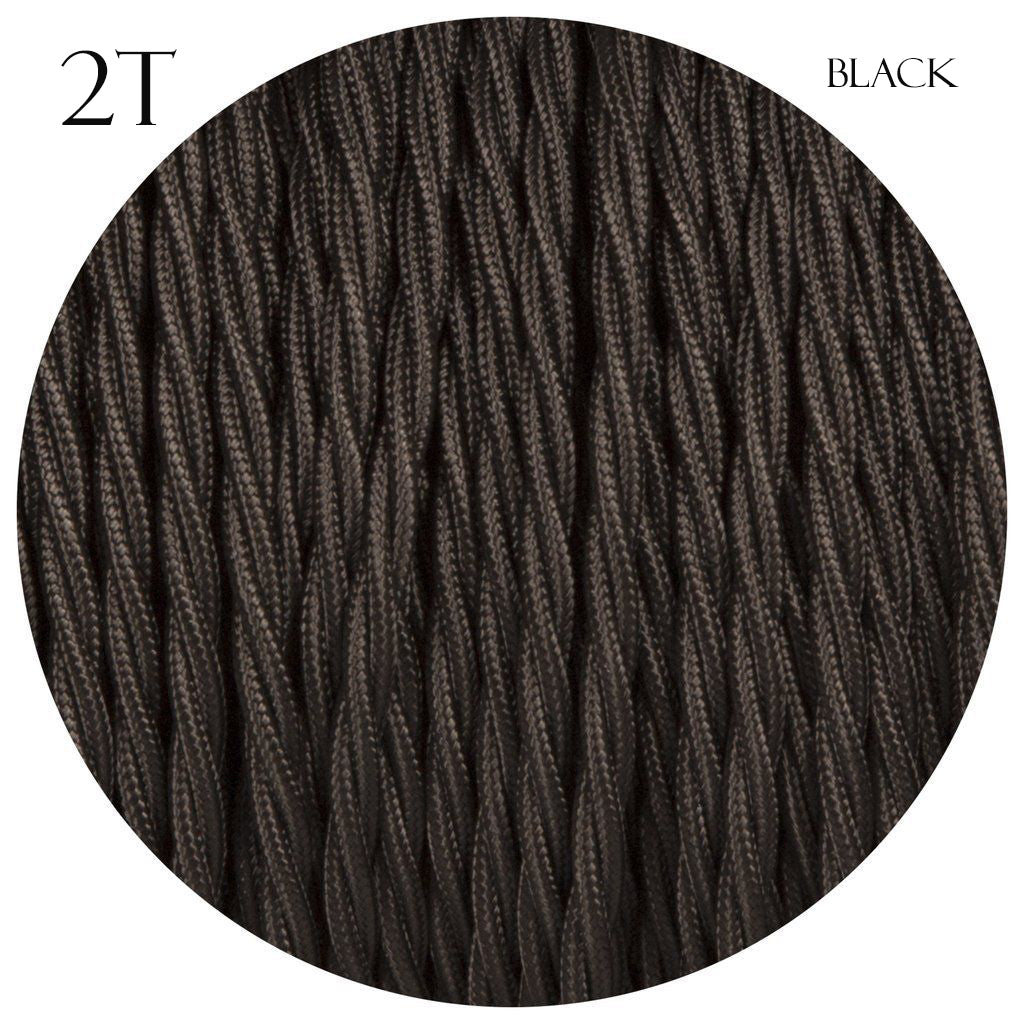 2 Core Twisted Electric Cable covered Black color fabric 0.75mm