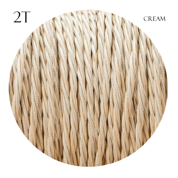 Vintage 2 core Twisted Italian Braided Cable, Electrical Fabric Flexible Lamp Cable Wire Cord for UK Light