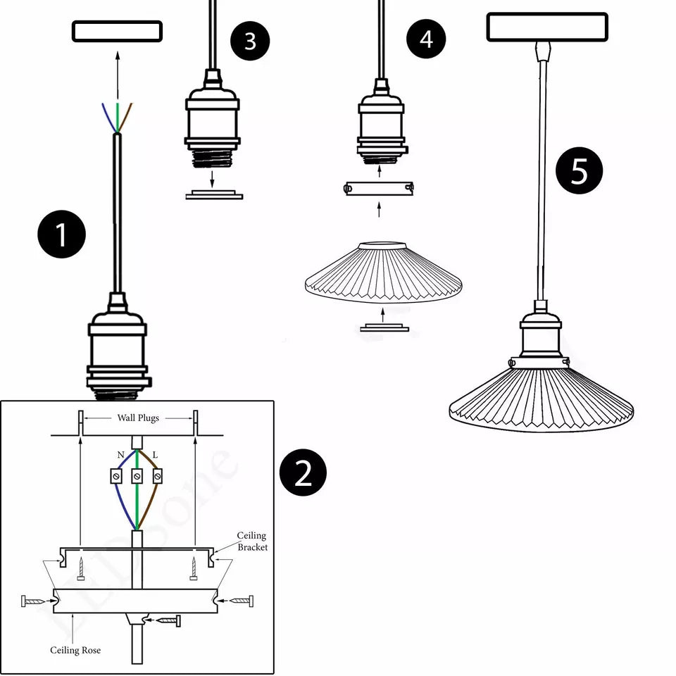 Industrial Amber  E27  Glass Pendant Light Adjustable Lamp Fixture