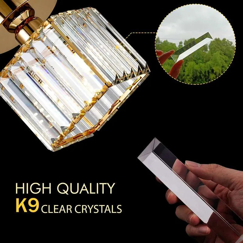 Crystal Semi Flush Mount Ceiling Light for Kitchen & Living Room