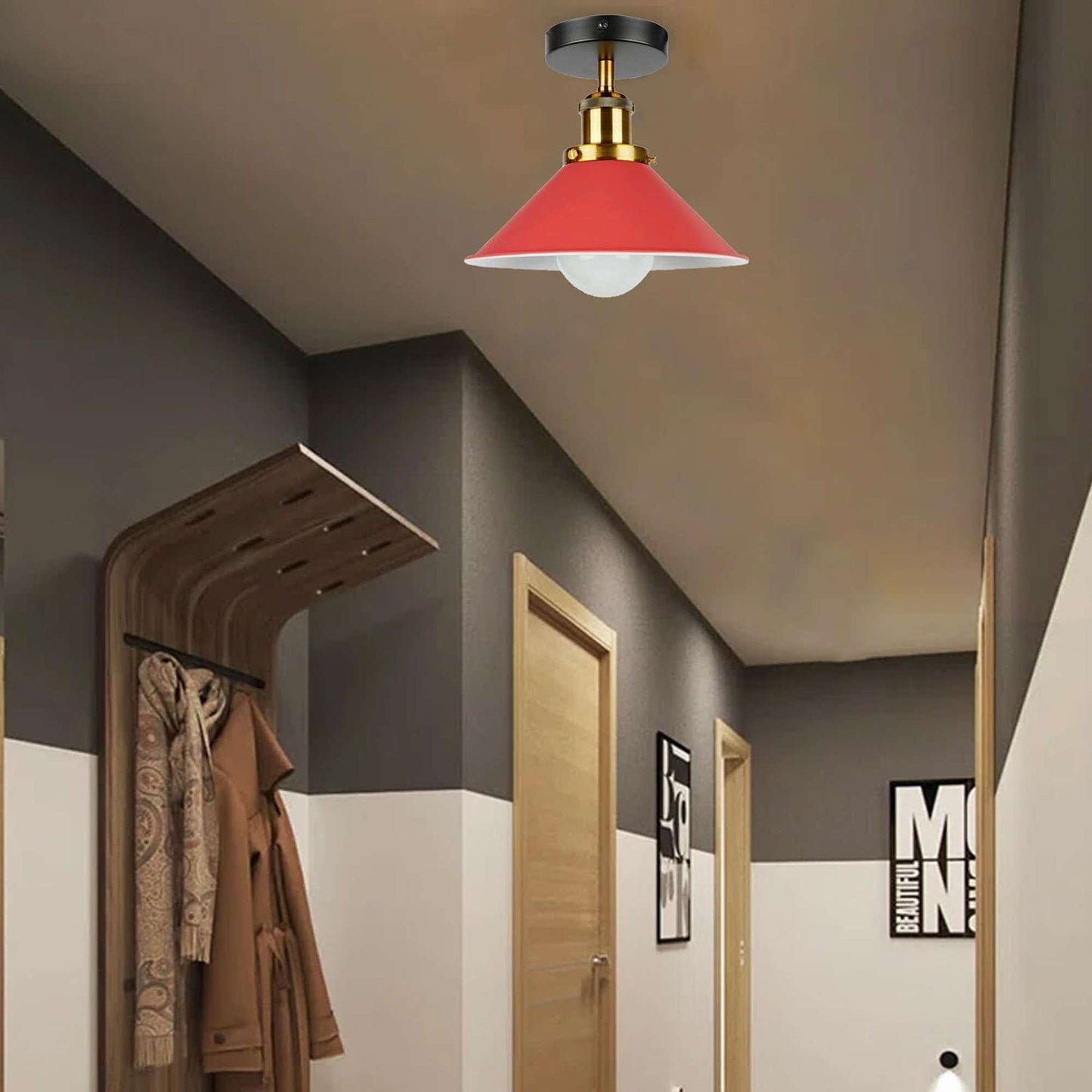 Semi Flush Mount Cone Shape Lamp Shade Lights