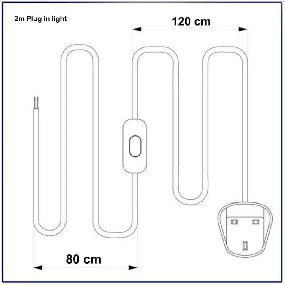 2m Plug-In Pendant Set with Flex Cable and Bulb Holder  65cm Length