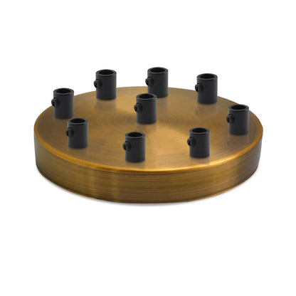Multi Outlet Ceiling Rose - Black Metal Side Fitting Pendant Drop 120x25mm