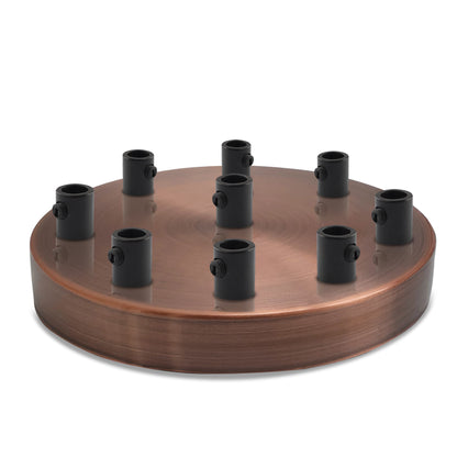 Multi Outlet Ceiling Rose - Black Metal Side Fitting Pendant Drop 120x25mm